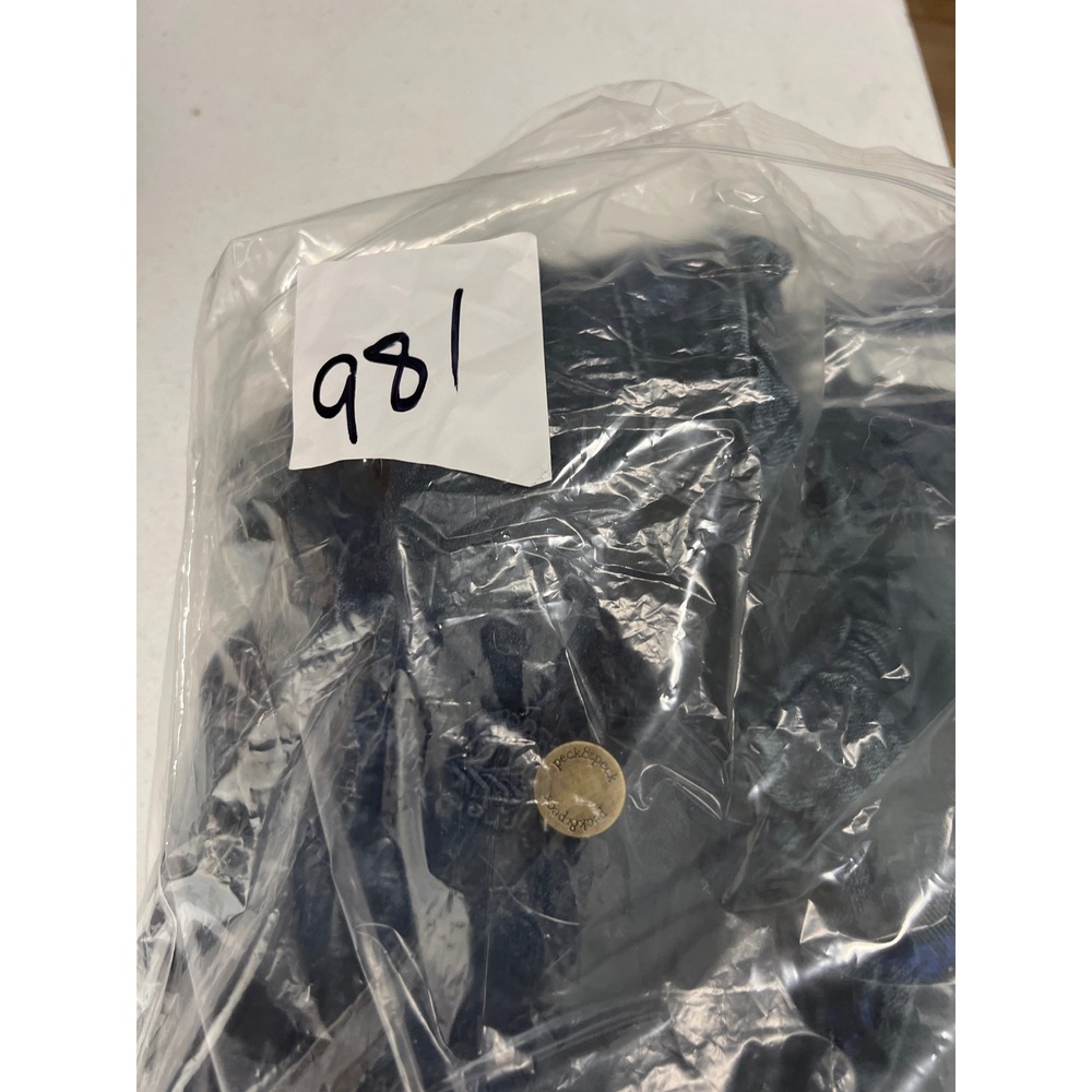 Peck & Peck Denim Jacket Womens Large Blue Ruffle Military Gold Button Stretch - Picture 8 of 9